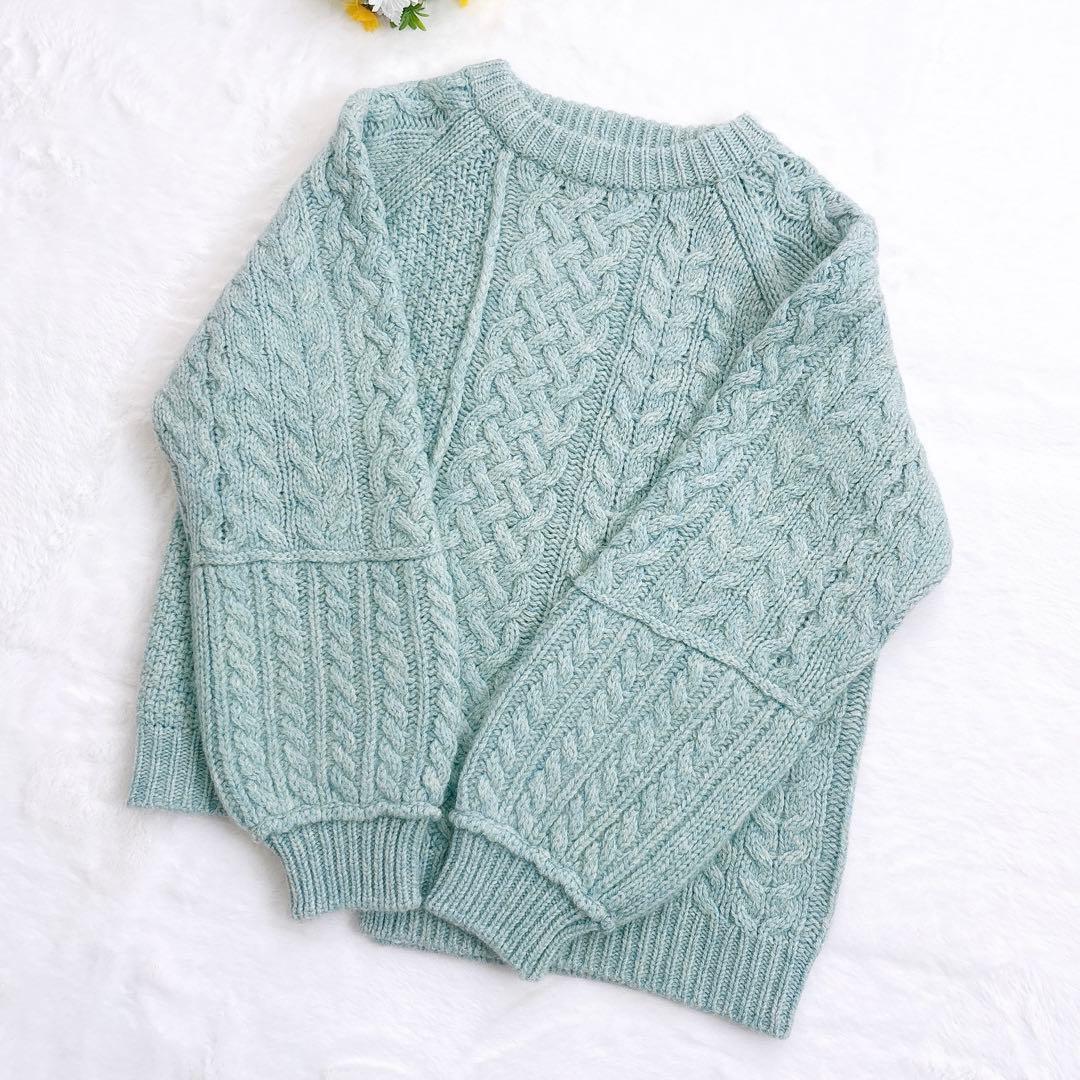 《美品》シンゾーン LINK CABLE KNIT セーター ミントグリーン F