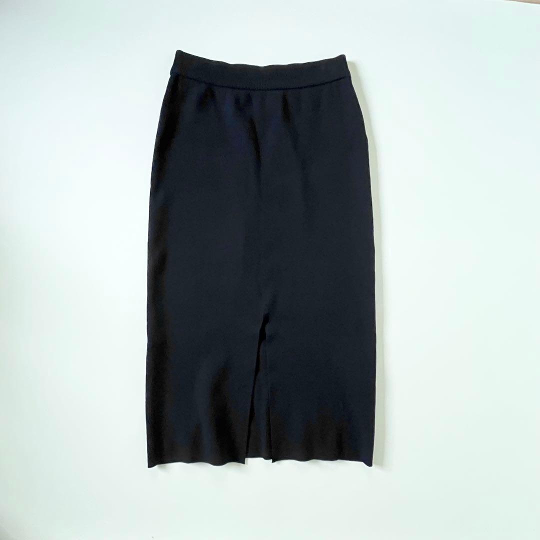 ドゥーズィエムクラス Diner B RIB タイトスカート ウール混ネイビー