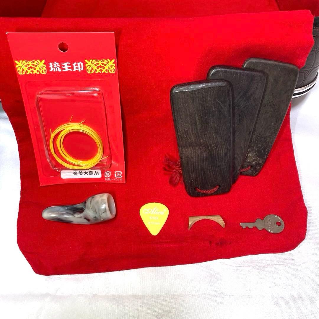 三線 沖縄 強化張り 本革 蛇革 ハードケース 付属品 和楽器 初心者