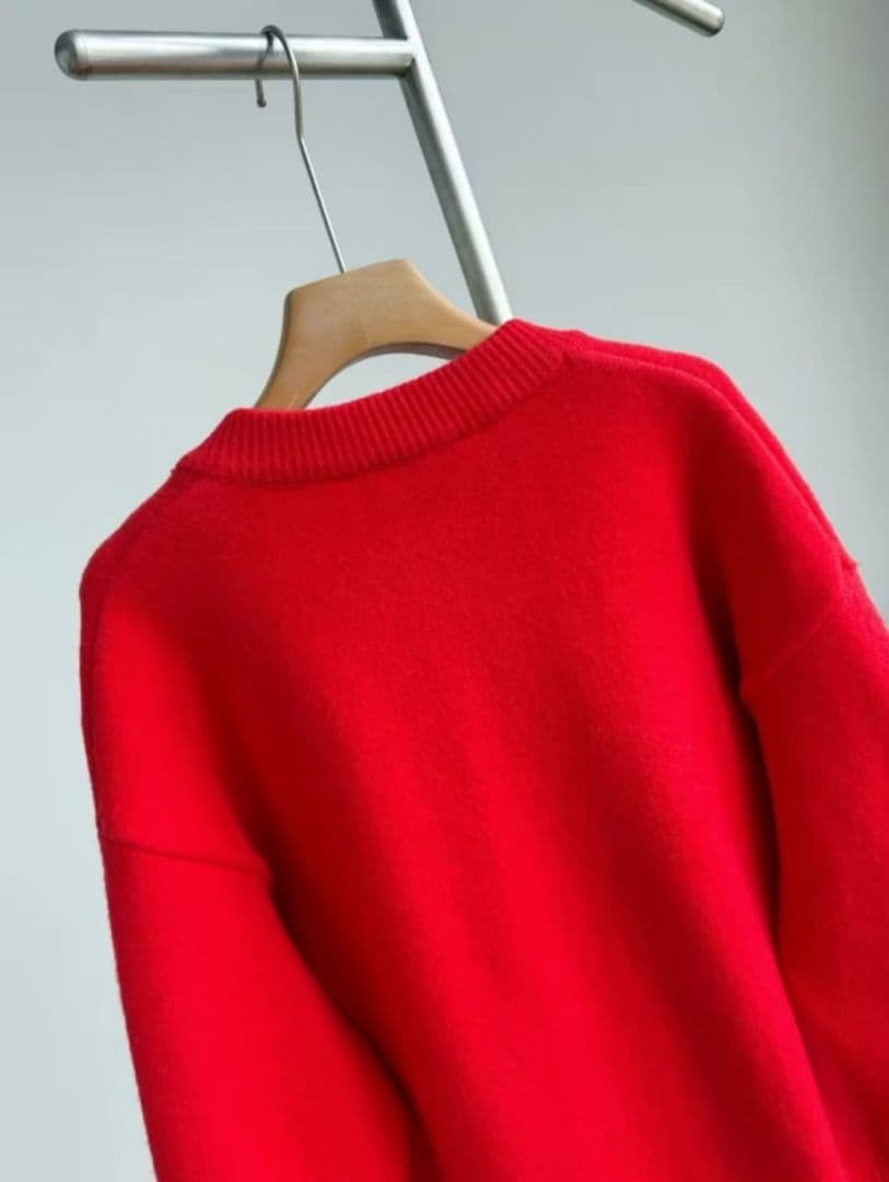 AMI PARIS レッド カーディガン ハート刺繍 - メルカリ