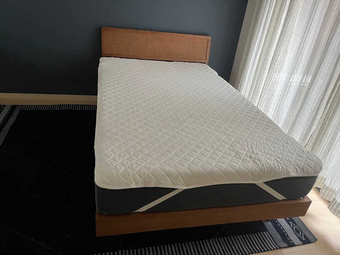 たろう様専用】 セミダブルベッドフレーム 木製ラタン調＋エマスリープ