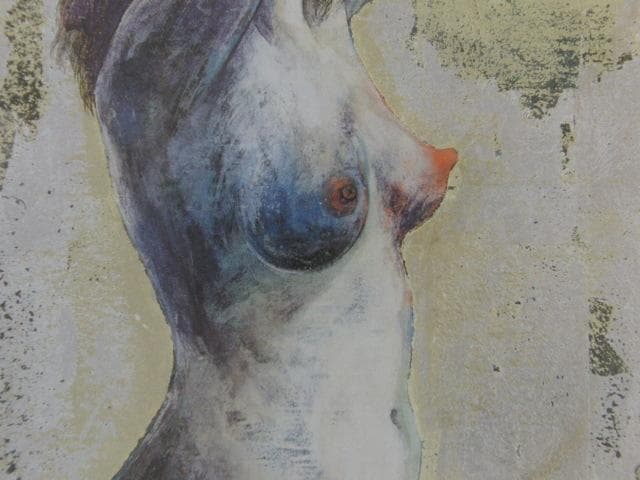 内田あぐり、【青い裸婦】、希少な大判額装用画集より、美品、日本人画家