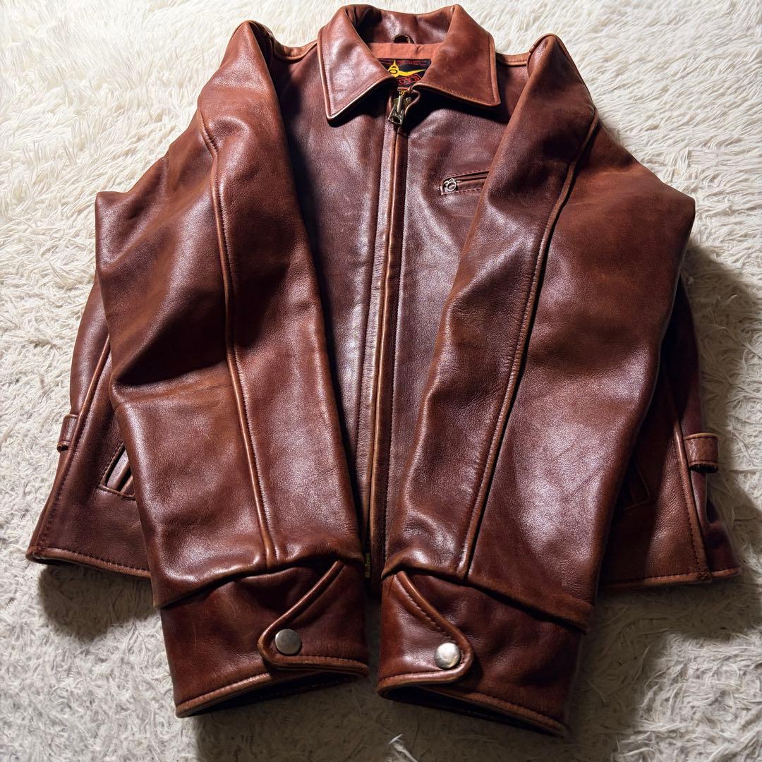 雰囲気抜群】B-McCOY'S ライダースジャケット ステアハイド 赤茶 40