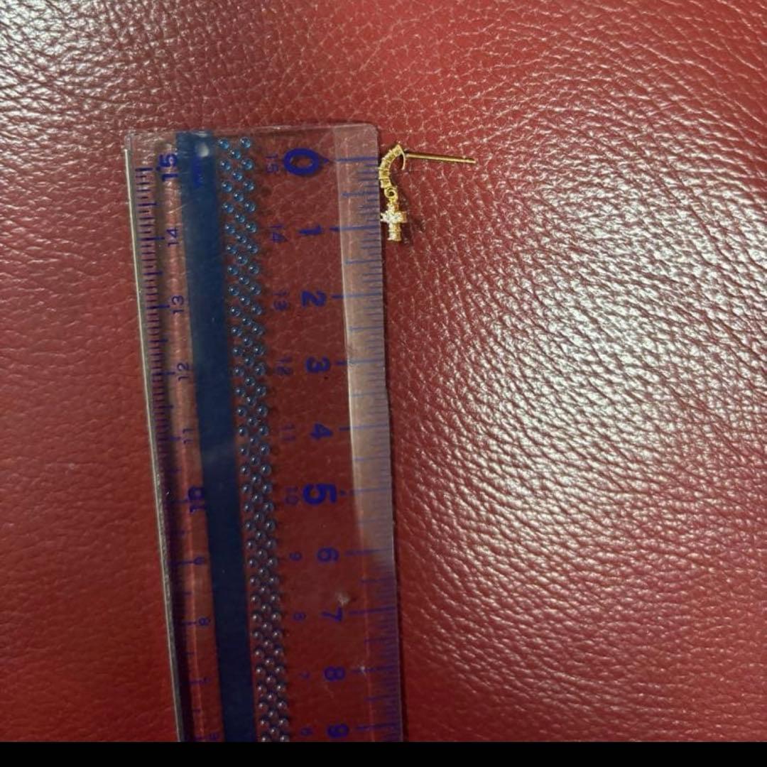 ダイヤ 0.05ct クロス 十字架 ピアス 18金 イエロー ピンク ゴールド