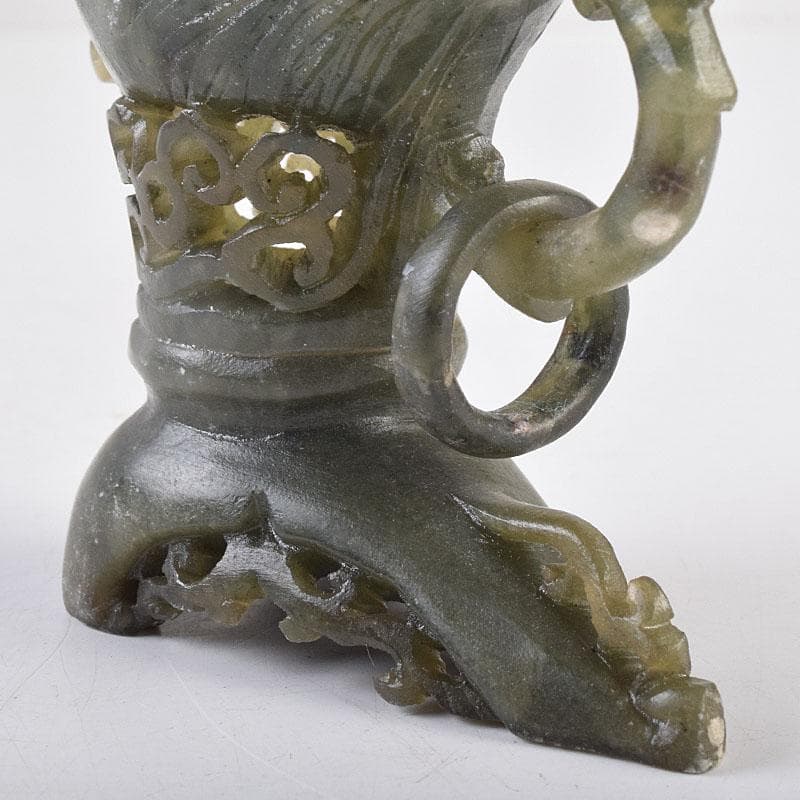 中国 玉石彫刻 龍刻 爵 V R9036 美術品・アンティーク・コレクション