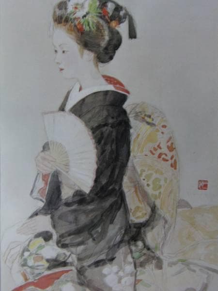宮本三郎 舞子・扇子、額装版一部、版上落款入、新品額付 - メルカリ
