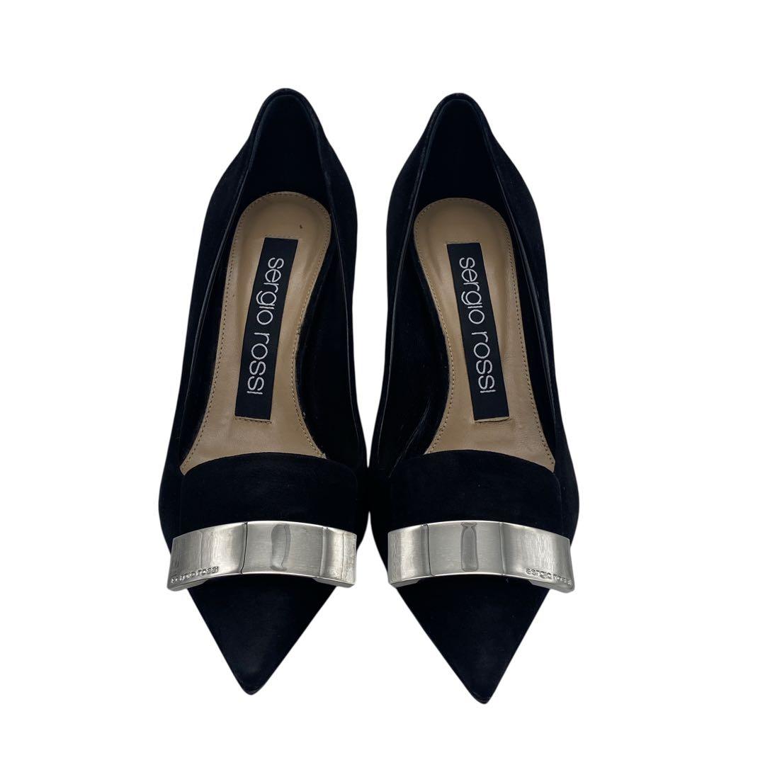 【美品】 セルジオロッシ sr1 パンプス スウェード ブラック 22.5cm