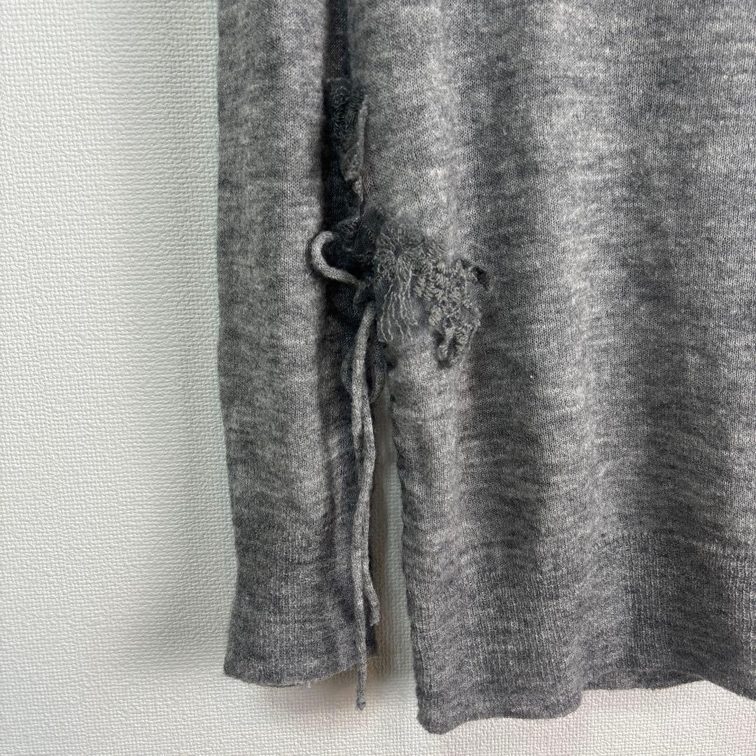 極美品 エルマンノシェルヴィーノ 繊細レースニットソー グレー 40