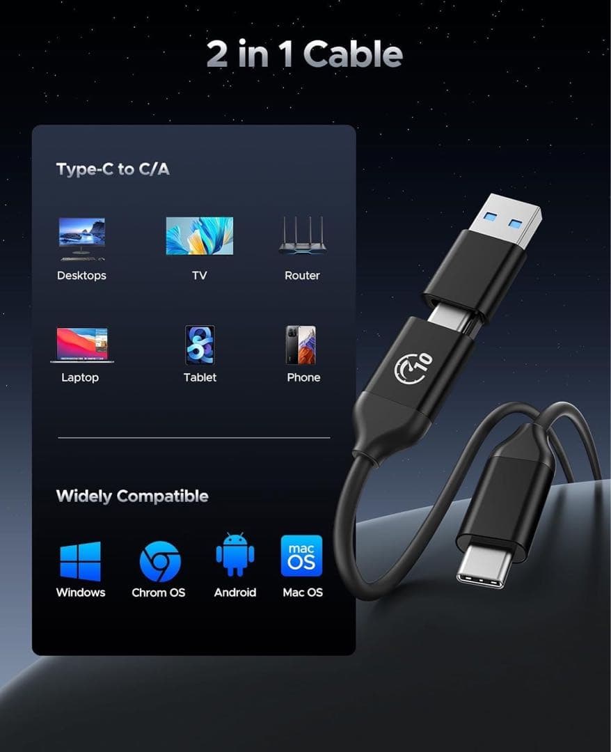 LCCL　ORICO ポータブルSSD シルバー 2TB