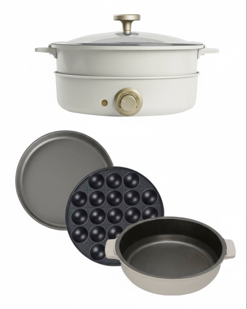 【新品】 SOLEMOOD グリル鍋 ホットプレート 3枚プレート（ホワイト） 楽天市場】ホットプレート 3種プレート グリル鍋 鍋 焼肉 電気 大型 深