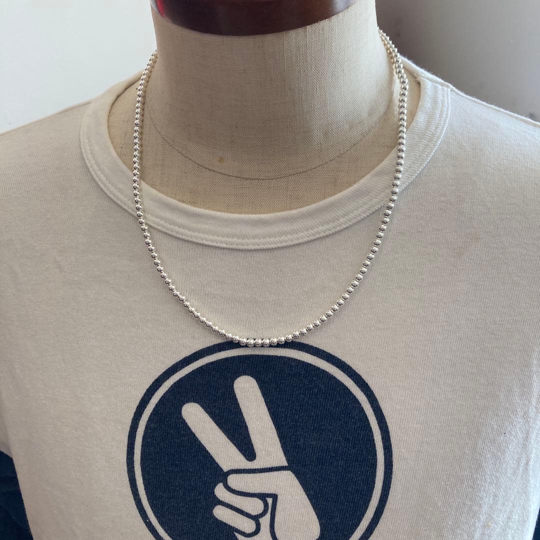 シルバー925製ラウンドビーズネックレス55cmナバホパールボールチェーン