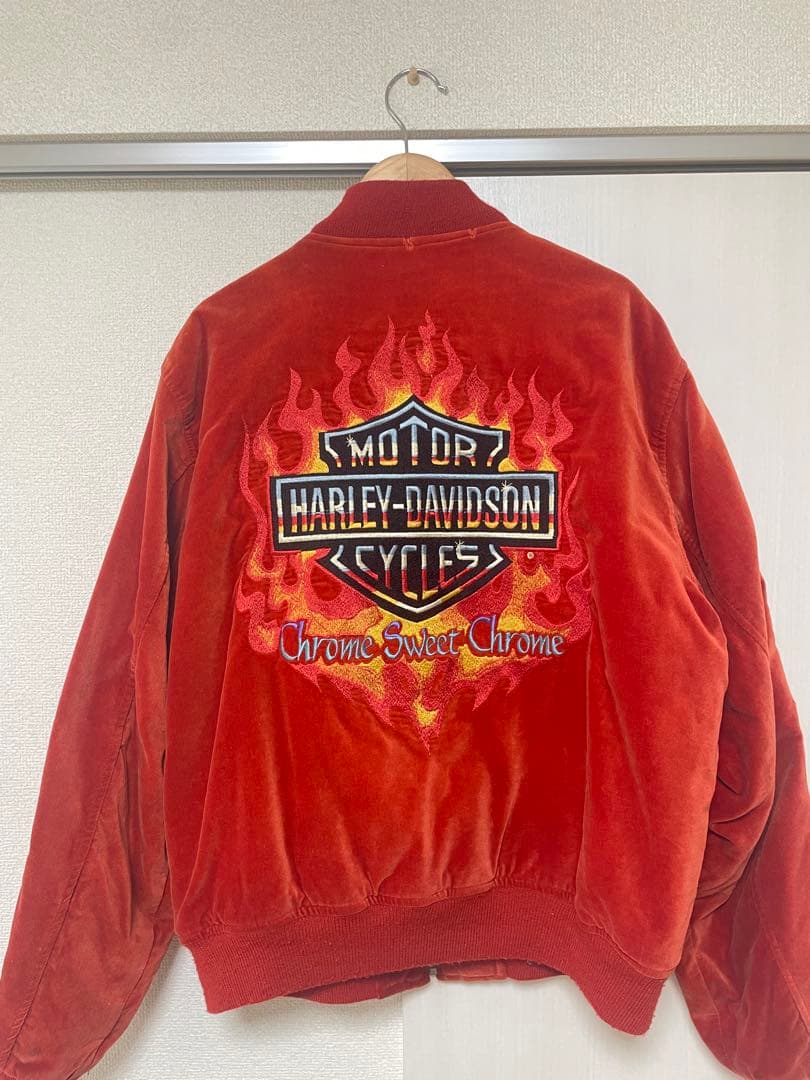 ハーレーダビッドソン 90sスカジャンベロア ファイヤー - メルカリ