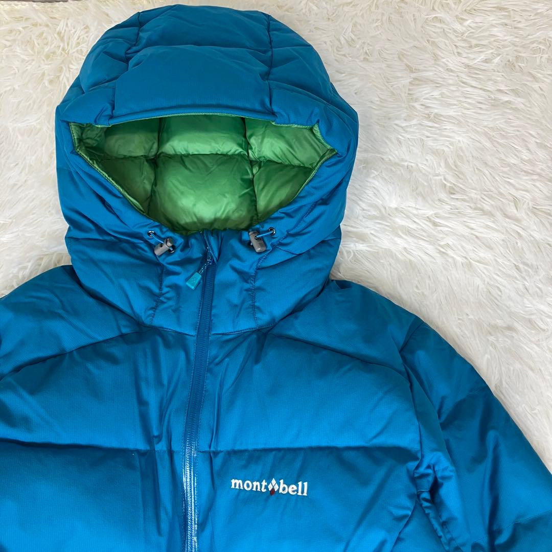 《美品》モンベル パーマフロストライトダウンパーカ ブルー レディースL