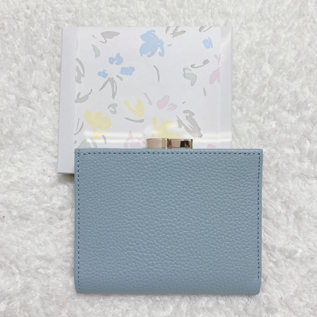 皇居 ブルー 二つ折り財布 牛革 箱付き がま口 菊 - メルカリ