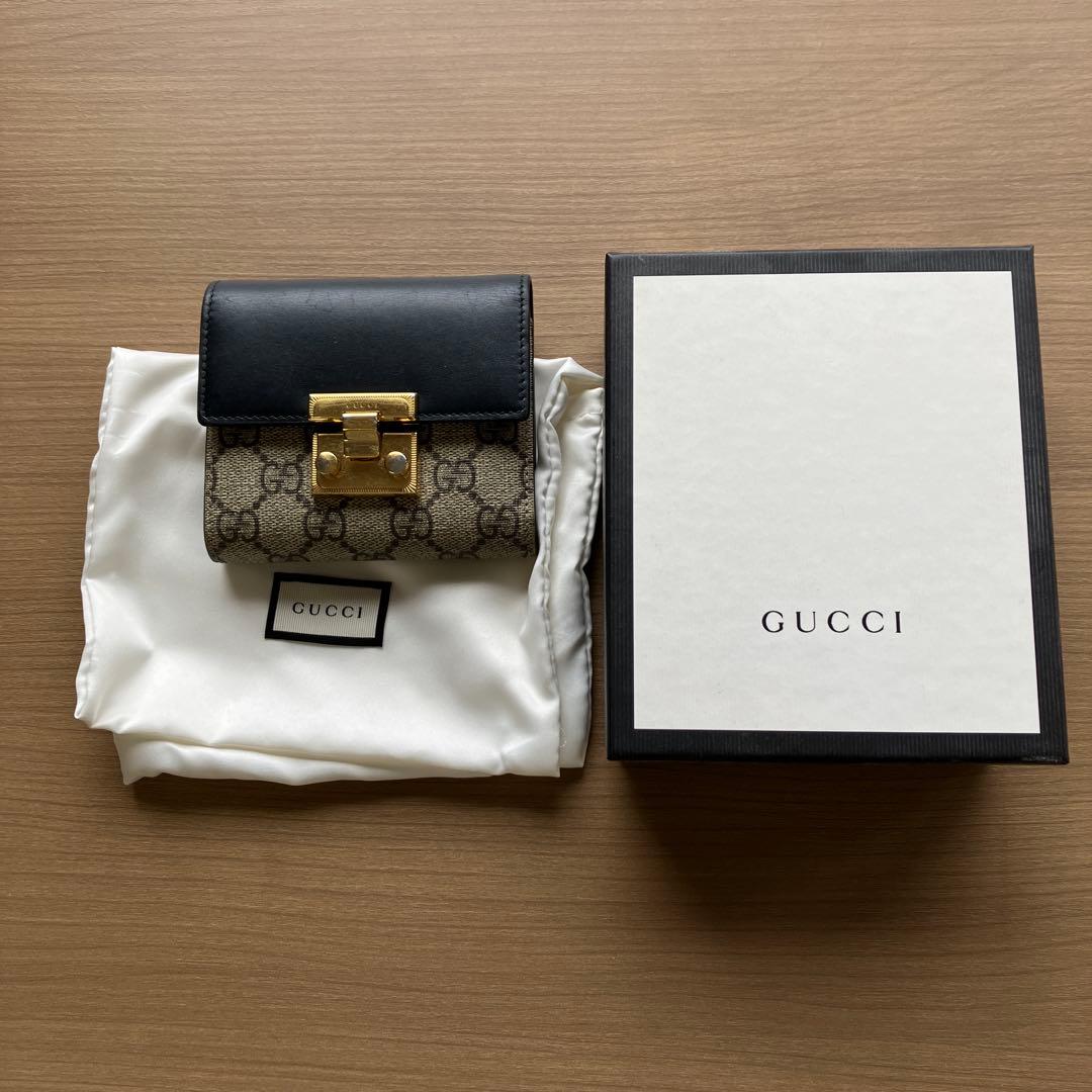 GUCCI 二つ折り財布 ベージュ ブラック GUCCI（グッチ） 財布 メンズ 二つ折り 二つ折り財布 ブランド 使い
