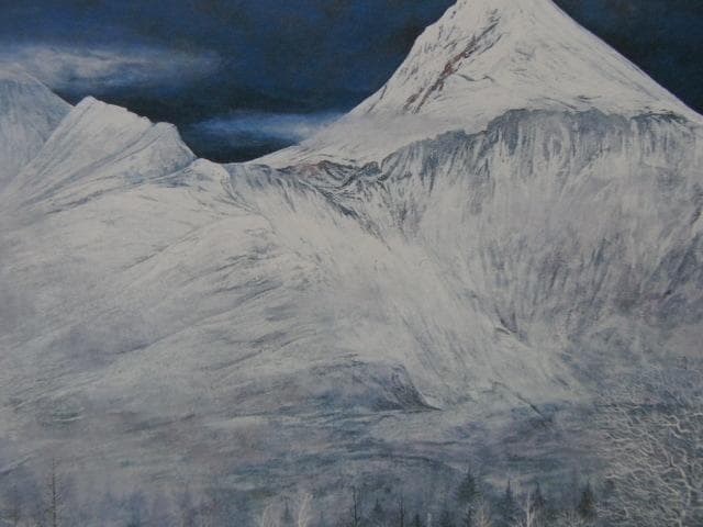 中村豪志、【磐梯】、希少な額装用画集画、新品高級額 額装付、状態