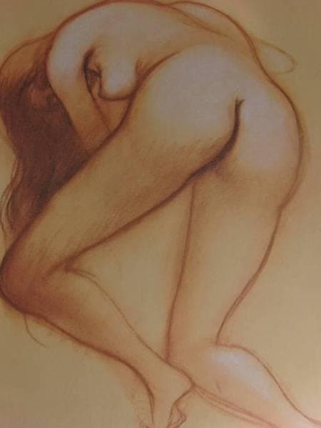 古沢　岩美、デッサン　Ｑ、希少な額装用画集より、新品額装付、状態良好