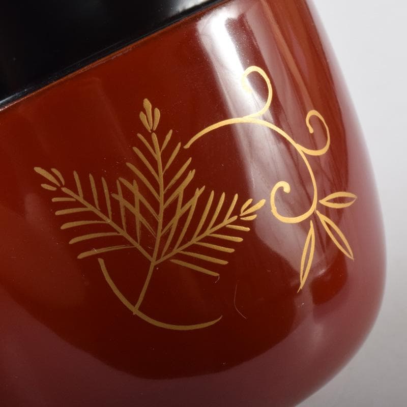 茶道具 蒔絵師 鈴木雲斉作 螺鈿装飾 松唐草蒔絵 棗 共箱 V