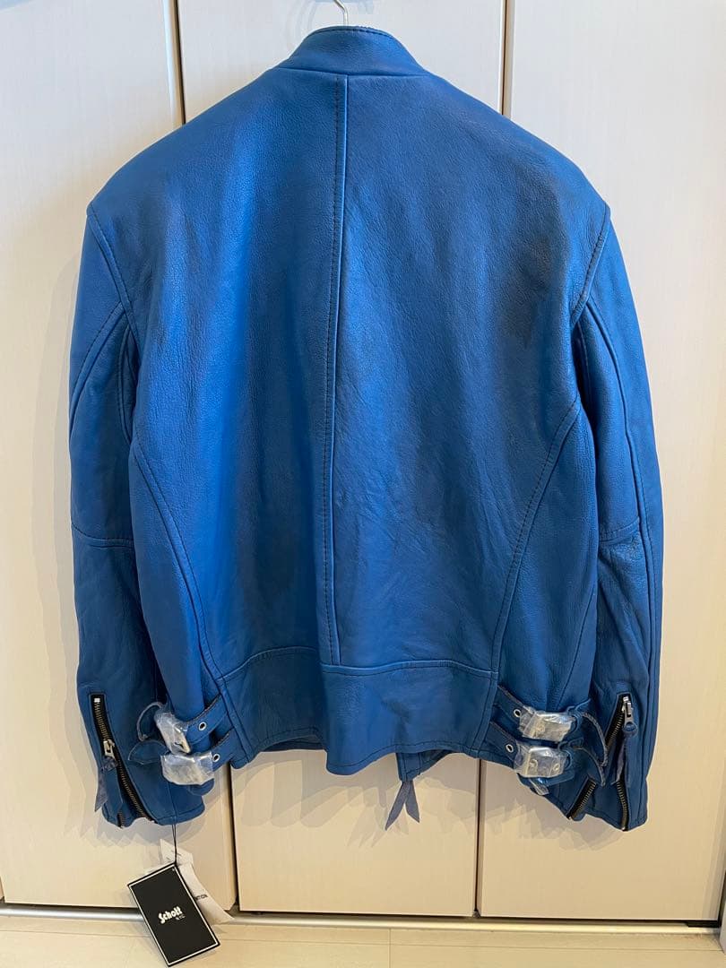 Schott ショットライダースジャケット ダブルブレストブルー 試着のみ