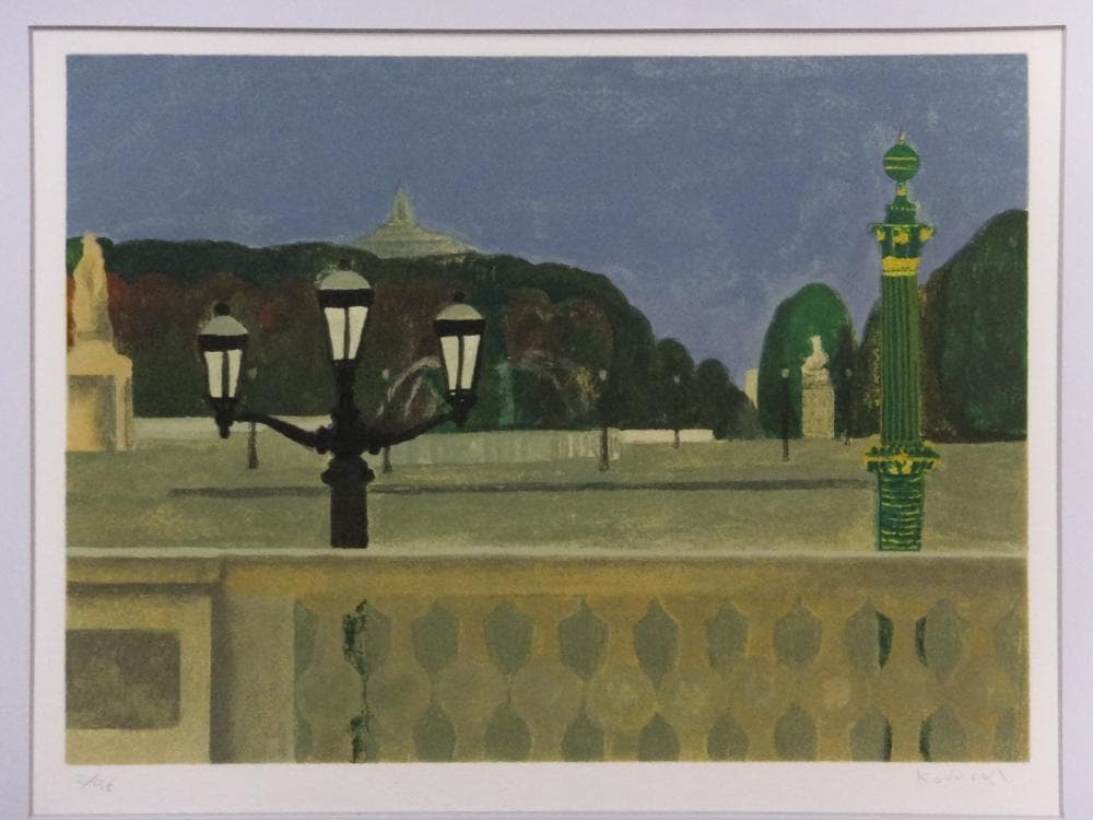 小杉小二郎 直筆サイン『巴里 コンコルド広場』リトグラフ 1996年