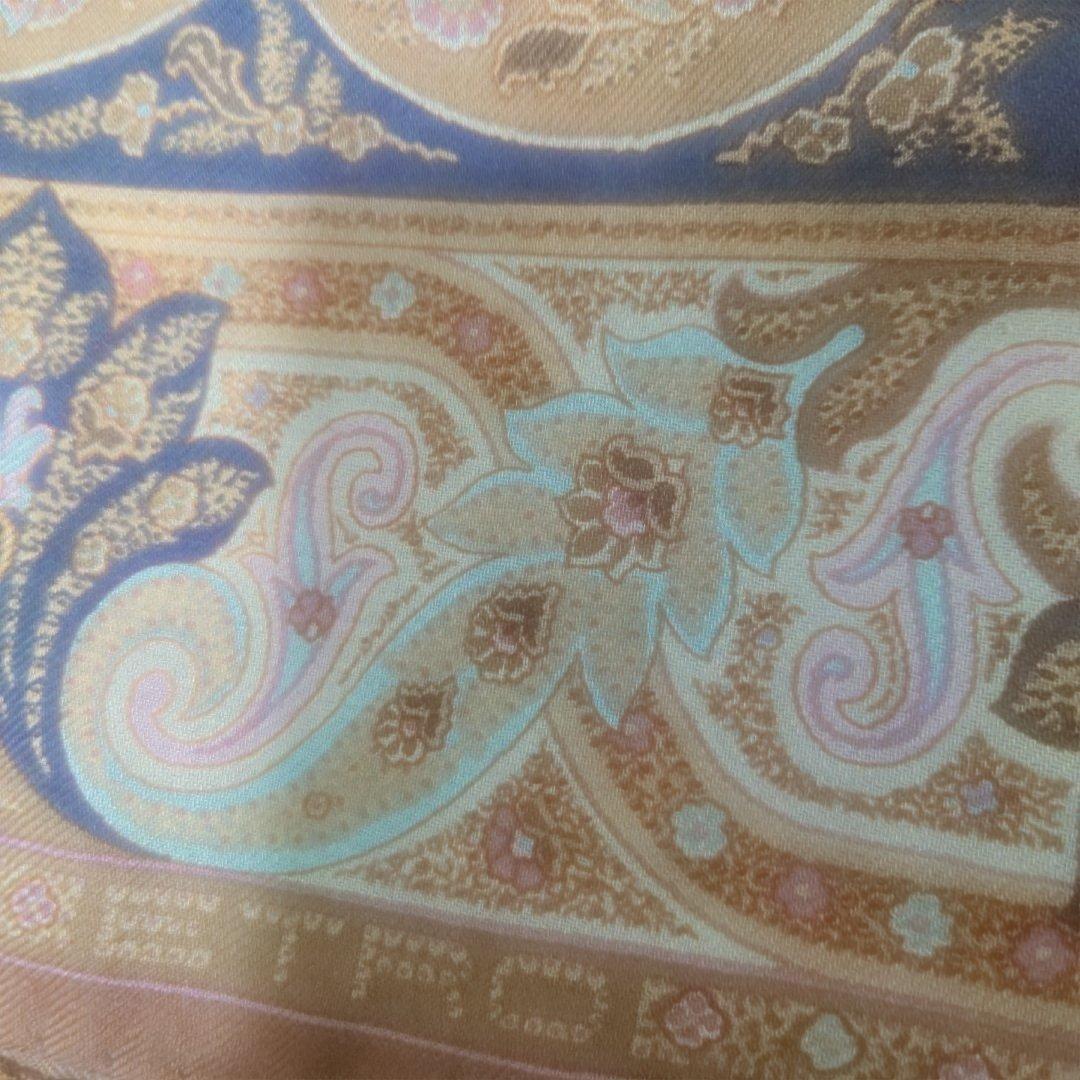 ETRO エトロ ペイズリー柄 大判スカーフ シルク ウール ブラウン
