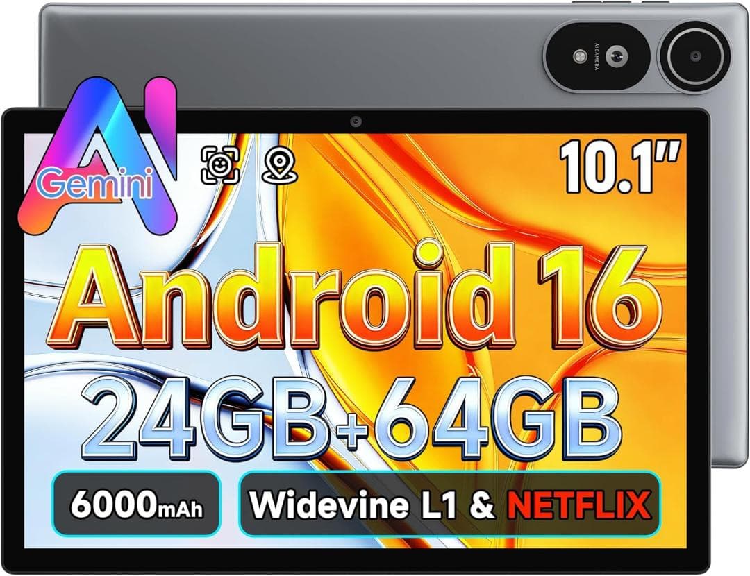 【R1828-52】Android16 10インチタブレット 24GB+64GB Amazon.co.jp: 【タブレット Android 16強化版】タブレット 10インチ