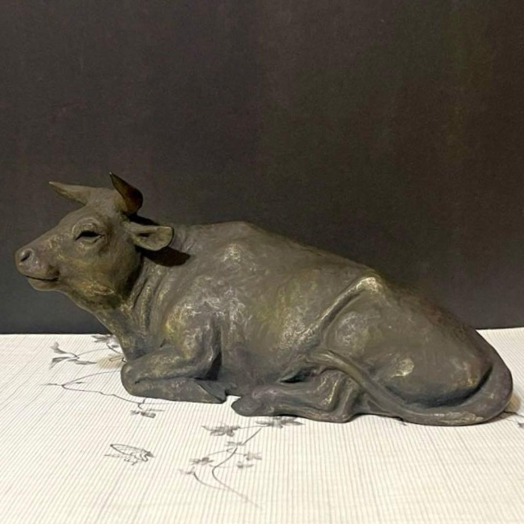 アンティーク 古銅製 牛の置物