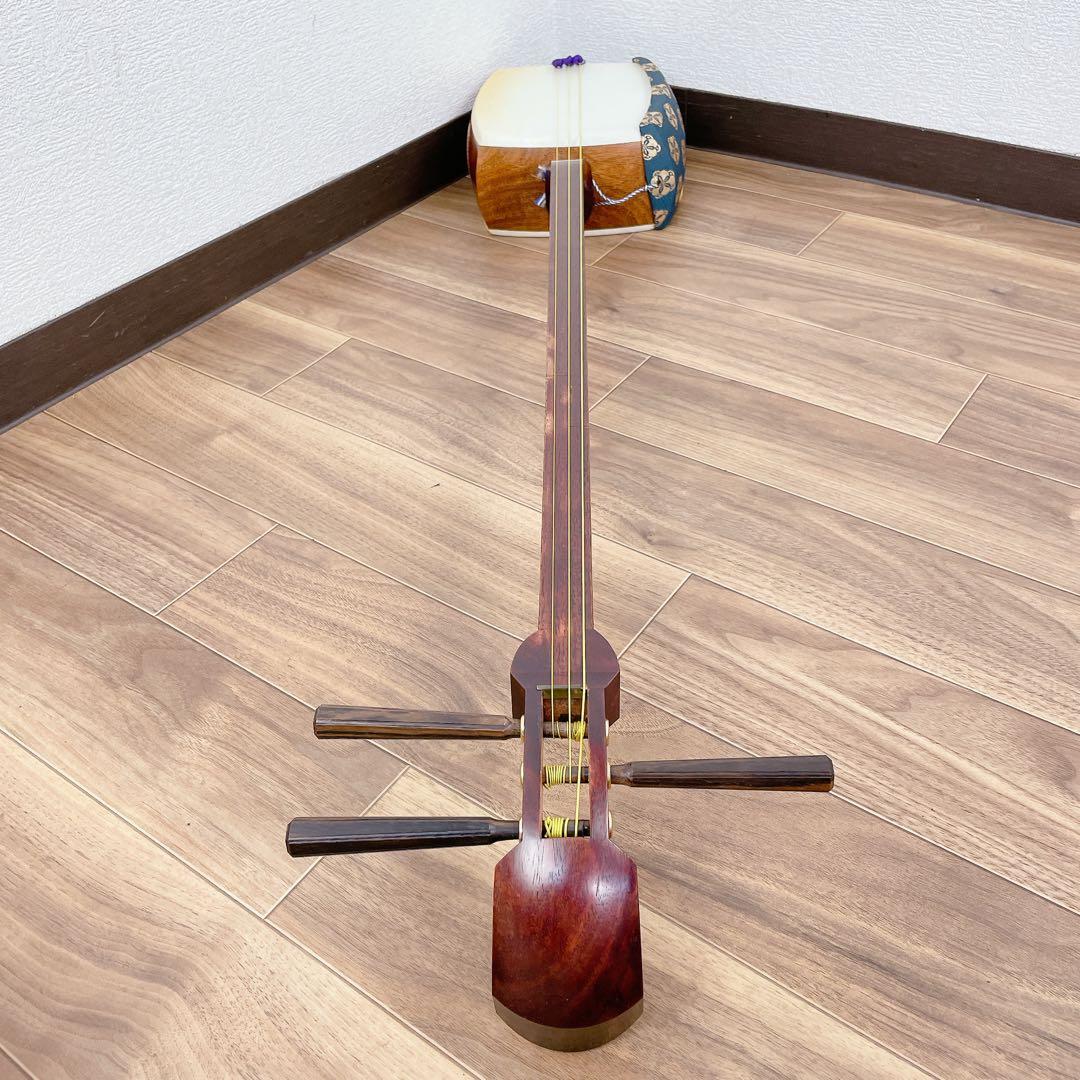 三味線 細棹 紫檀 丸打胴 犬皮 平溝 和楽器 - メルカリ