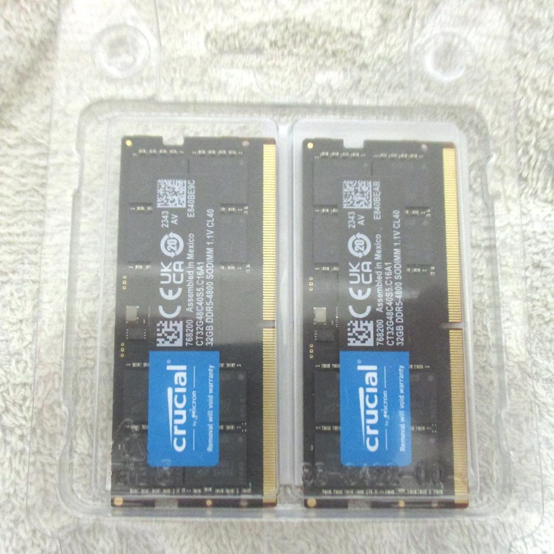 DDR5 64GB(32GBx2枚) メモリ Crucial SODIMM