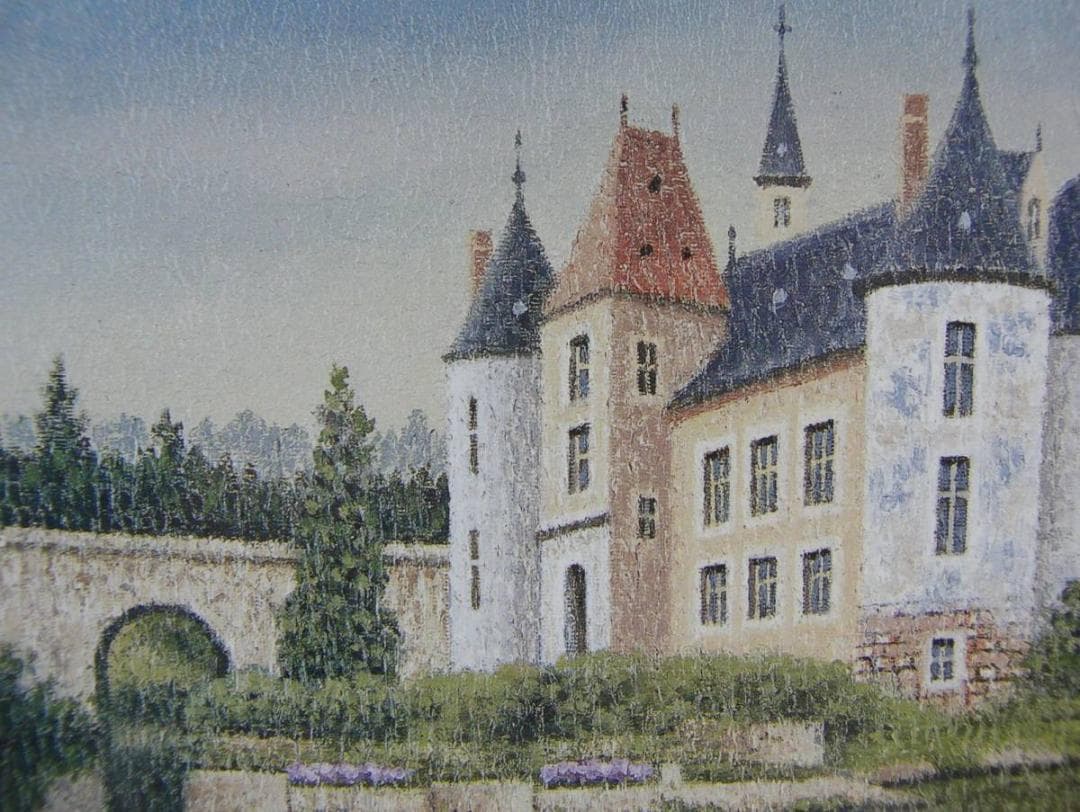 西村 龍介、「水辺の城」、希少画集・額装画、日本製・新品額縁にて額装