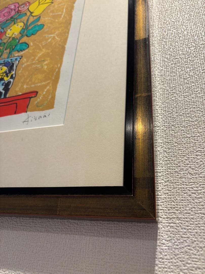 美品】赤いテーブルの花 リトグラフ 124/150 アイズピリ - メルカリ