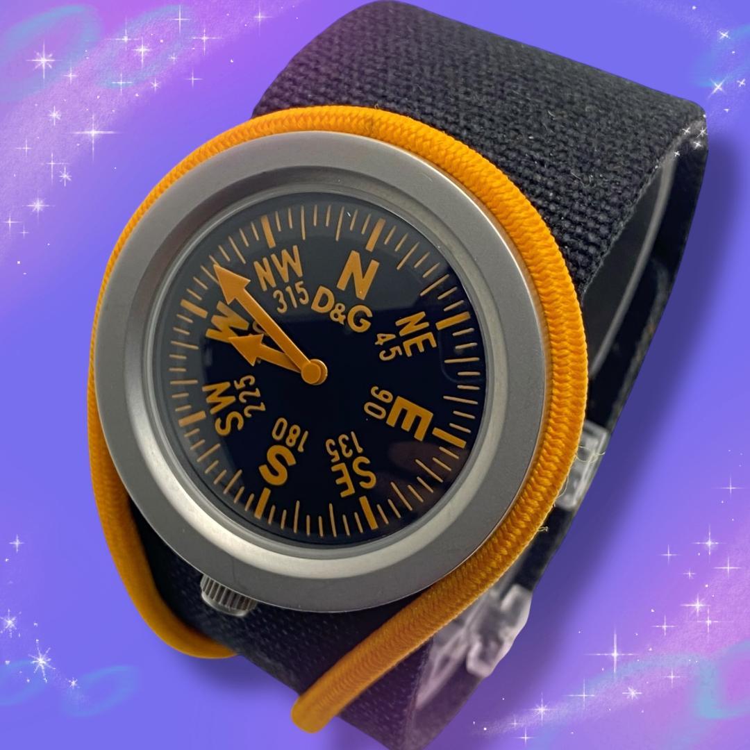 《希少 美品 稼働品》 D&G メンズ腕時計 コンパスデザイン 防水 クオーツ