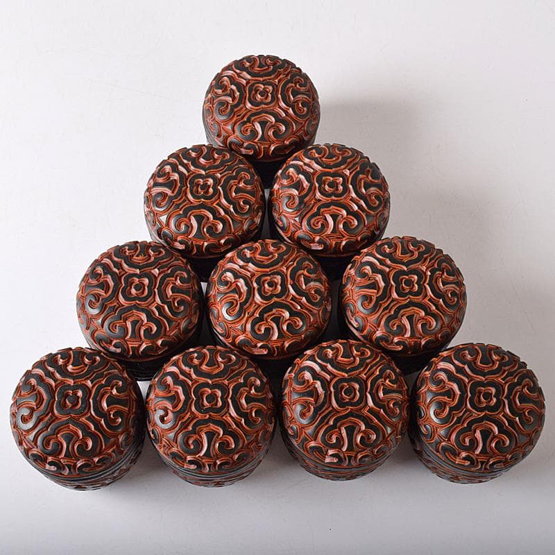 ぶりぶり様専用 中国 堆朱 堆黒 倶利雕 棗 十点 時代箱付 F R8377B