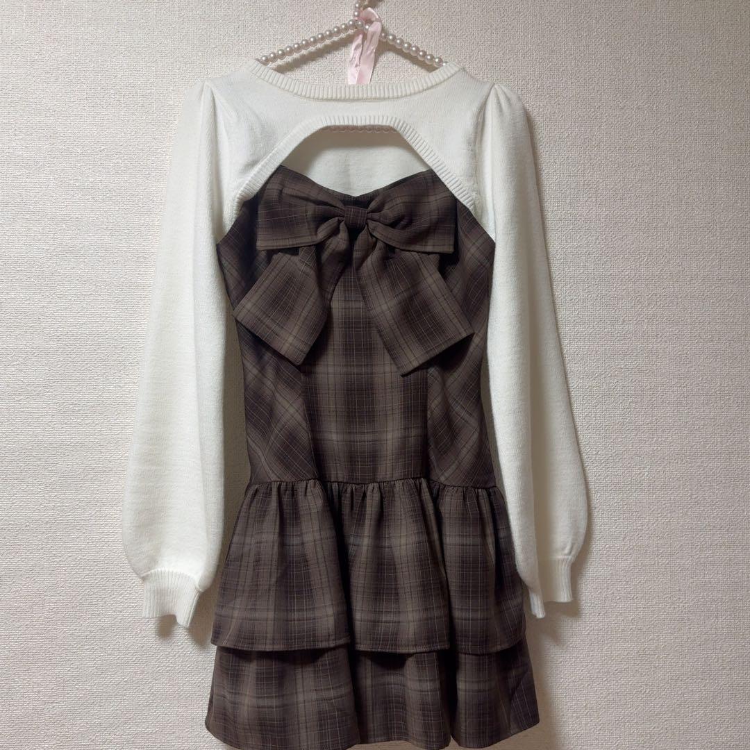 evelyn リボンボレロワンピース ブラウン 完売品 - メルカリ