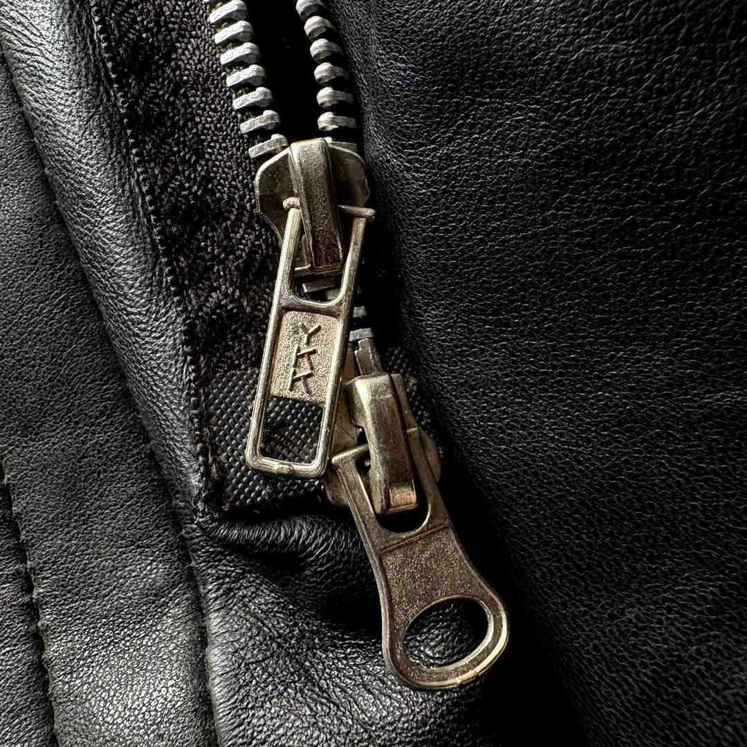 ☆羊革☆ EKAM ハイネック 変形 ライダース ジップアップ ダブル 黒 M