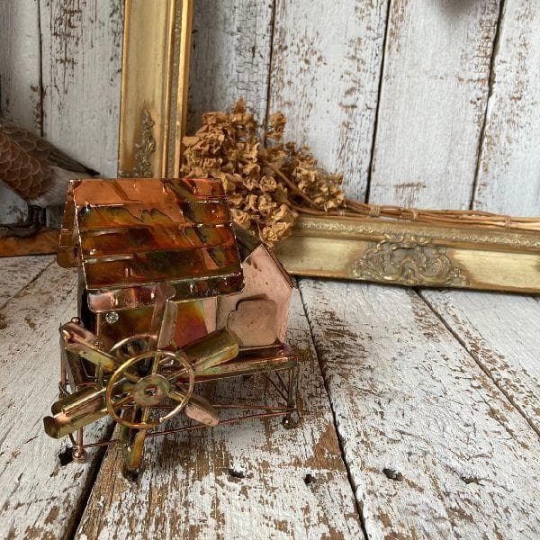 ヴィンテージ*シャビーな ブリキ オルゴール*仕掛け からくり*水車小屋