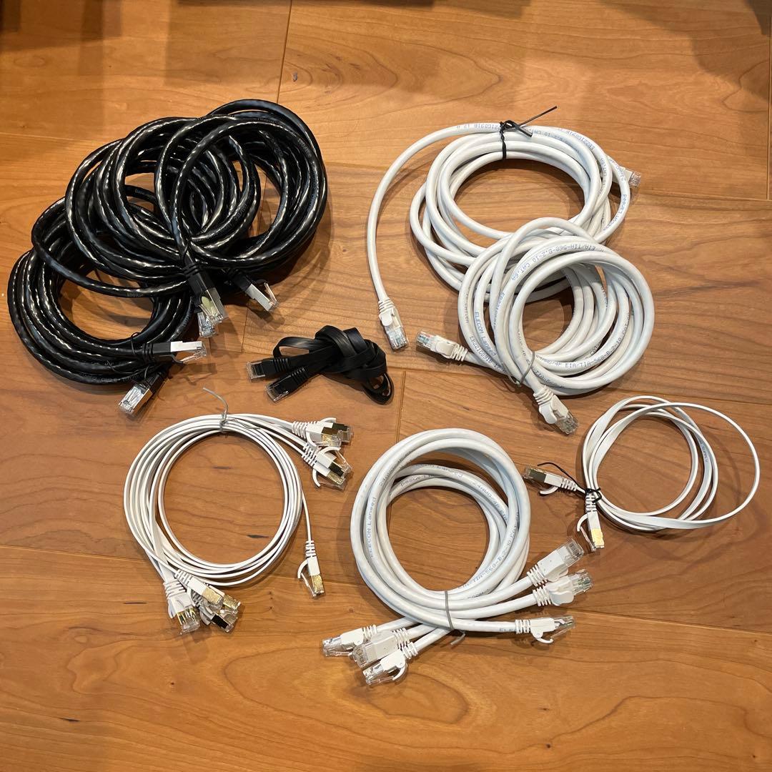 LANケーブル 黒と白 15本まとめ売りセット cat.6,6A,7 LANケーブル 黒と白 15本まとめ売りセット cat.6,6A,7