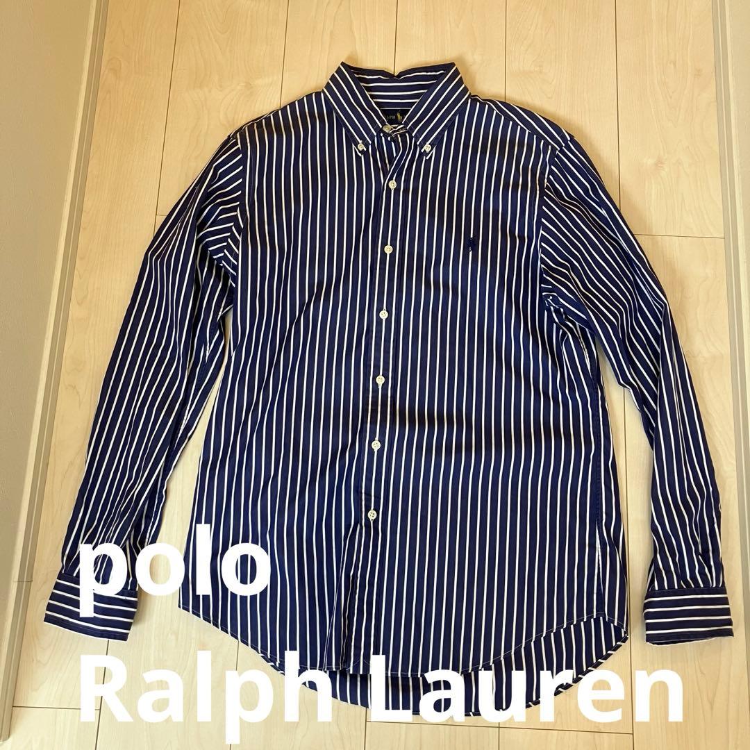ラルフローレン ストライプ シャツ 長袖 M ブルー ボタンダウン - メルカリ