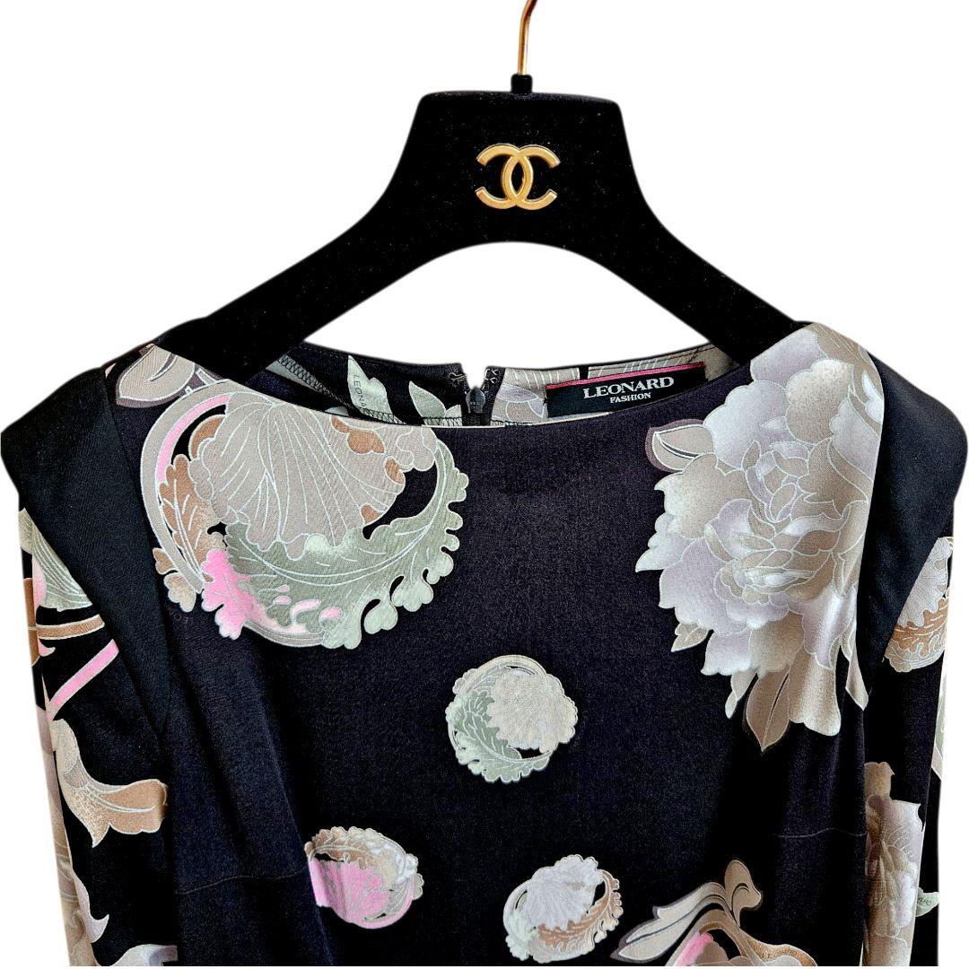 極美品◇レオナール LEONARD カンカン 花柄 ワンピース LLサイズ 近年