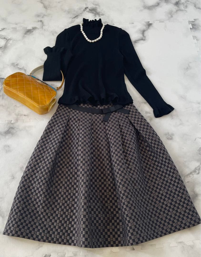 エムズグレイシー】モノグラムジャガードスカート 日本製 40