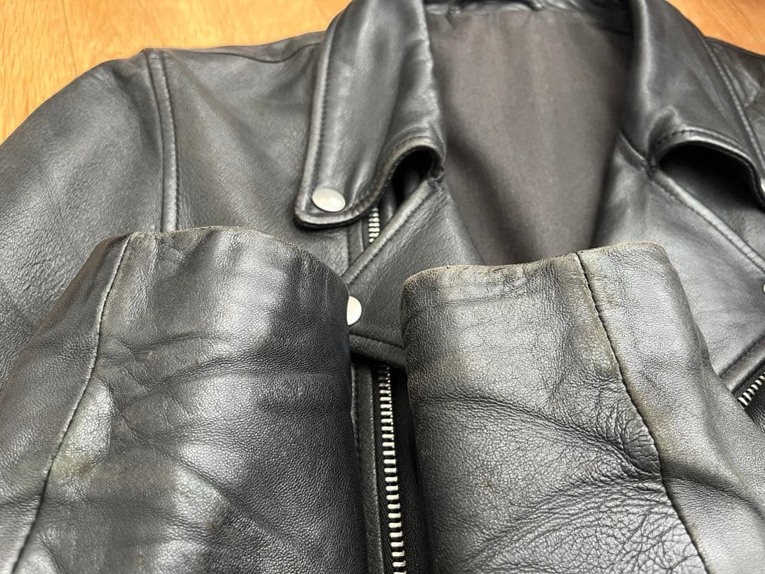 Magine ブラックレザー ライダースジャケット 46