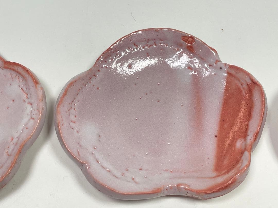 和食器】 林正太郎 『絵志野梅形銘々皿』5枚 共箱 小皿 菓子