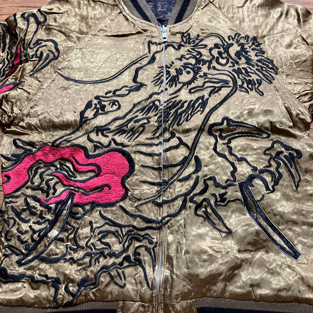 龍桜 スカジャン リバーシブル レーヨン ジャガード織り 龍 竜 雲