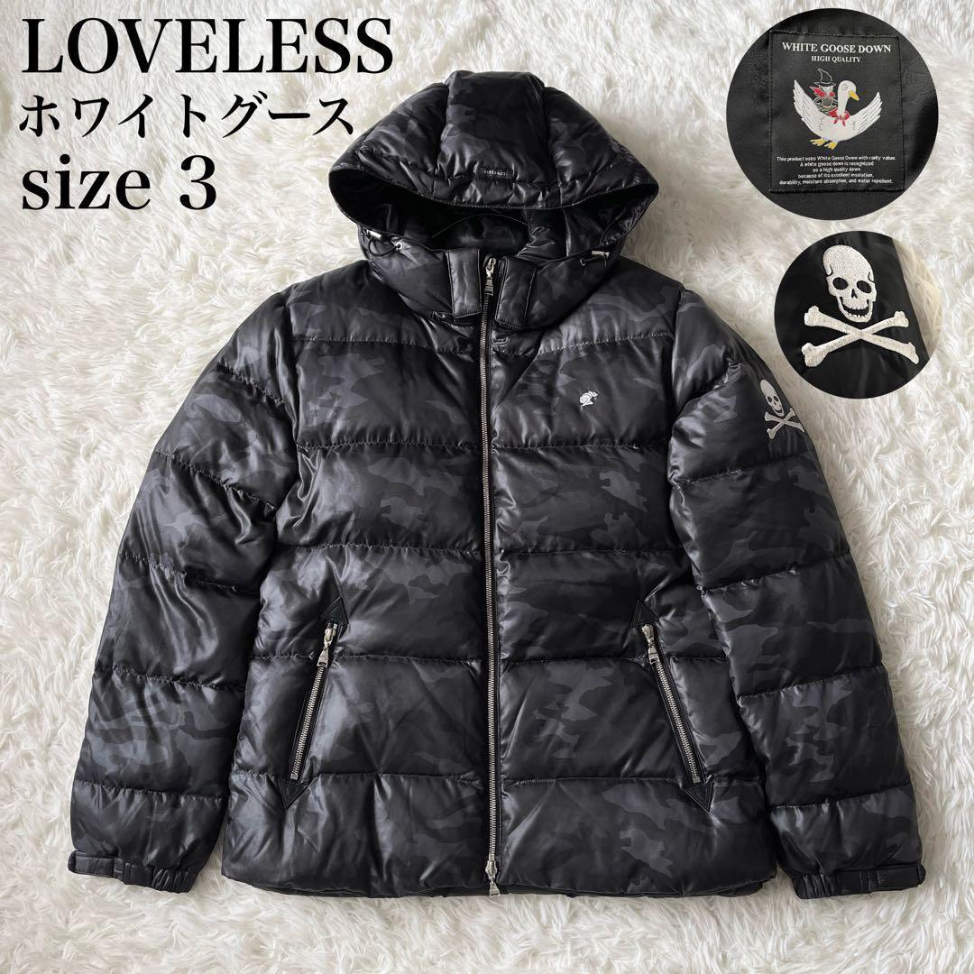 ラブレス ダウンジャケット ホワイトグース カモフラ柄 刺繍 ナイト