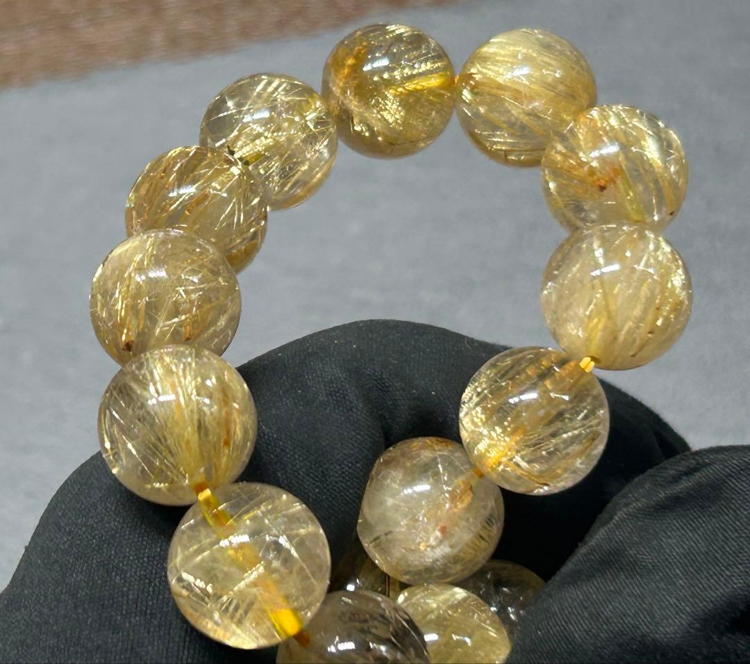 ゴールド　ルチル　クォーツブレスレット　12.5mm