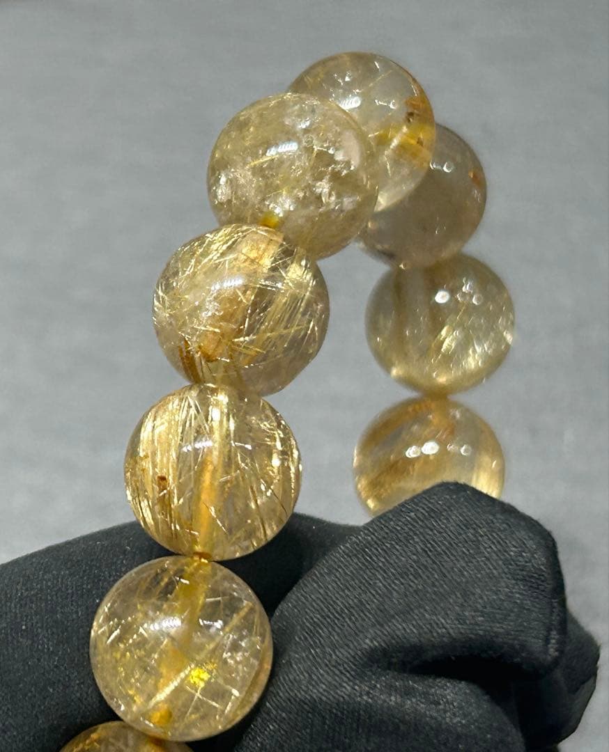 ゴールド　ルチル　クォーツブレスレット　12.5mm