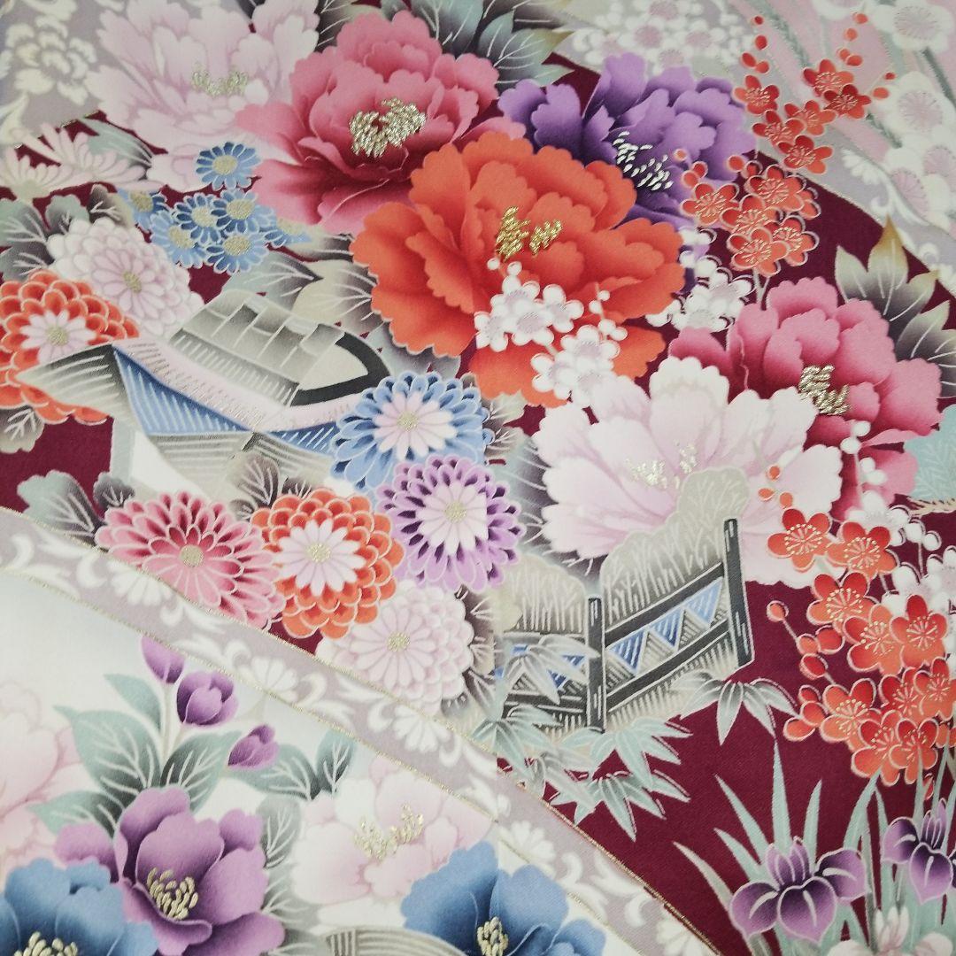 着物リメイク振袖豪華華花爛漫ワンピース - メルカリ