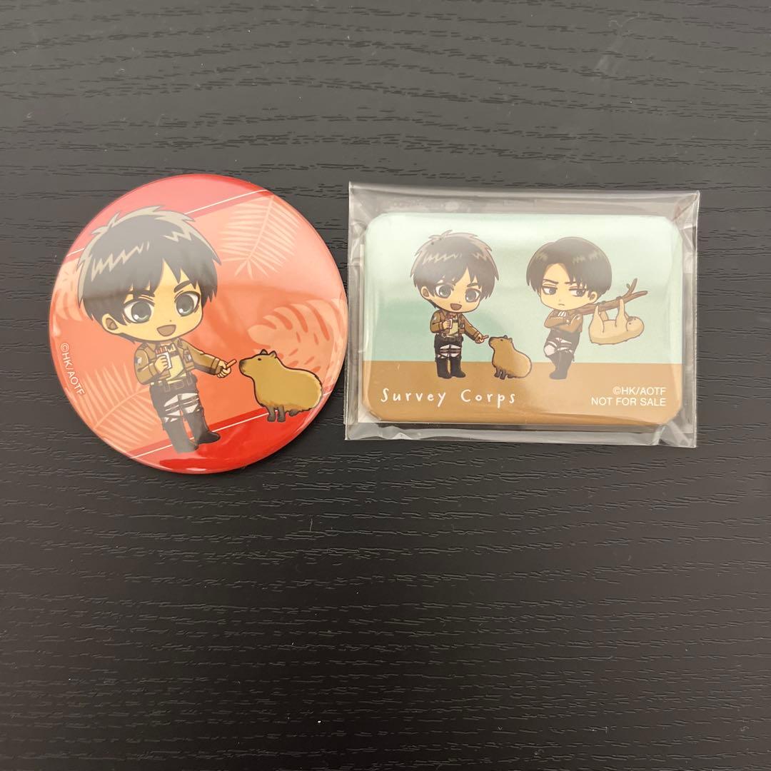 進撃の巨人 リヴァイ エレン 缶バッジ カワスイ 水族館 - メルカリ