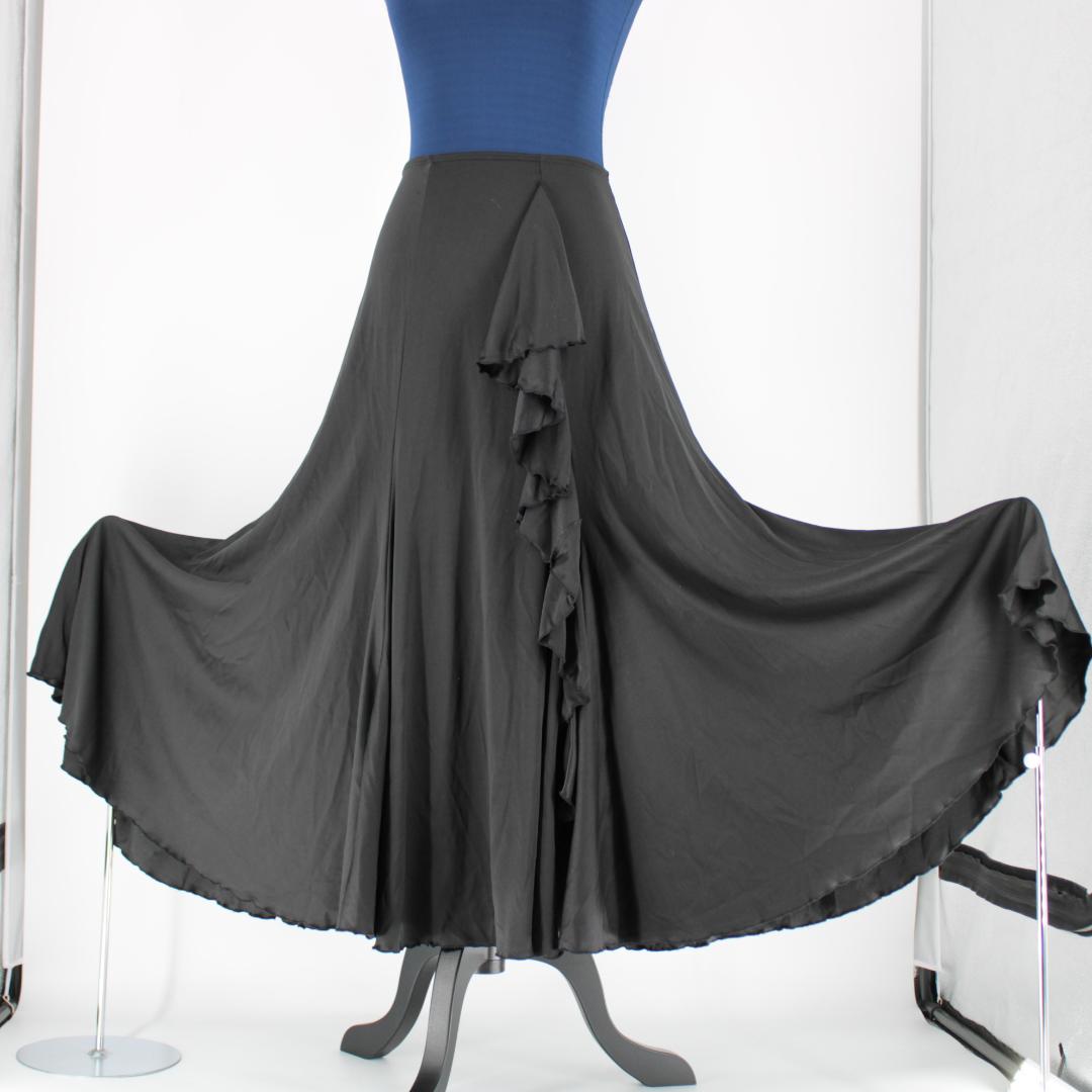フラメンコ衣装】ブラック ファルダ スカート 無地 黒 レッスン 練習着