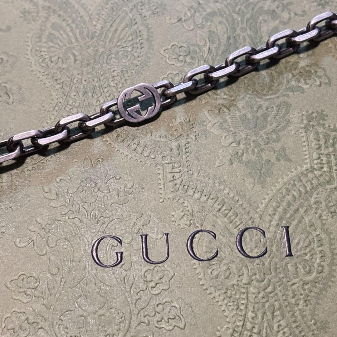 グッチ インターロッキング チェーンリンク ロング ネックレス 925 60cm